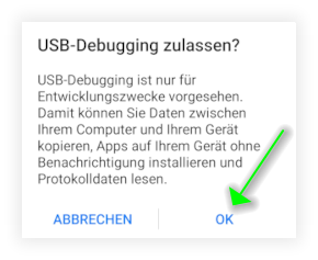 Entwickleroptionen - USB-Debugging