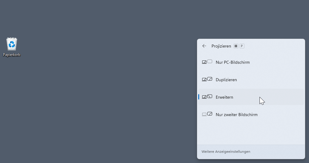 Das Tool DisplaySwitch - (Windowstaste + P)